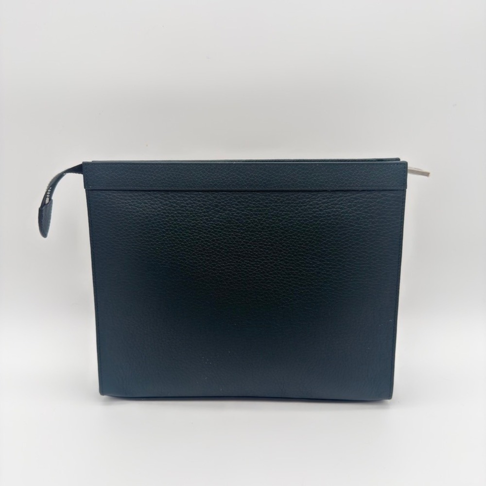 Divlos Portofino Leather Zip Pouch Navy Made in Spain 11x9 Clutch